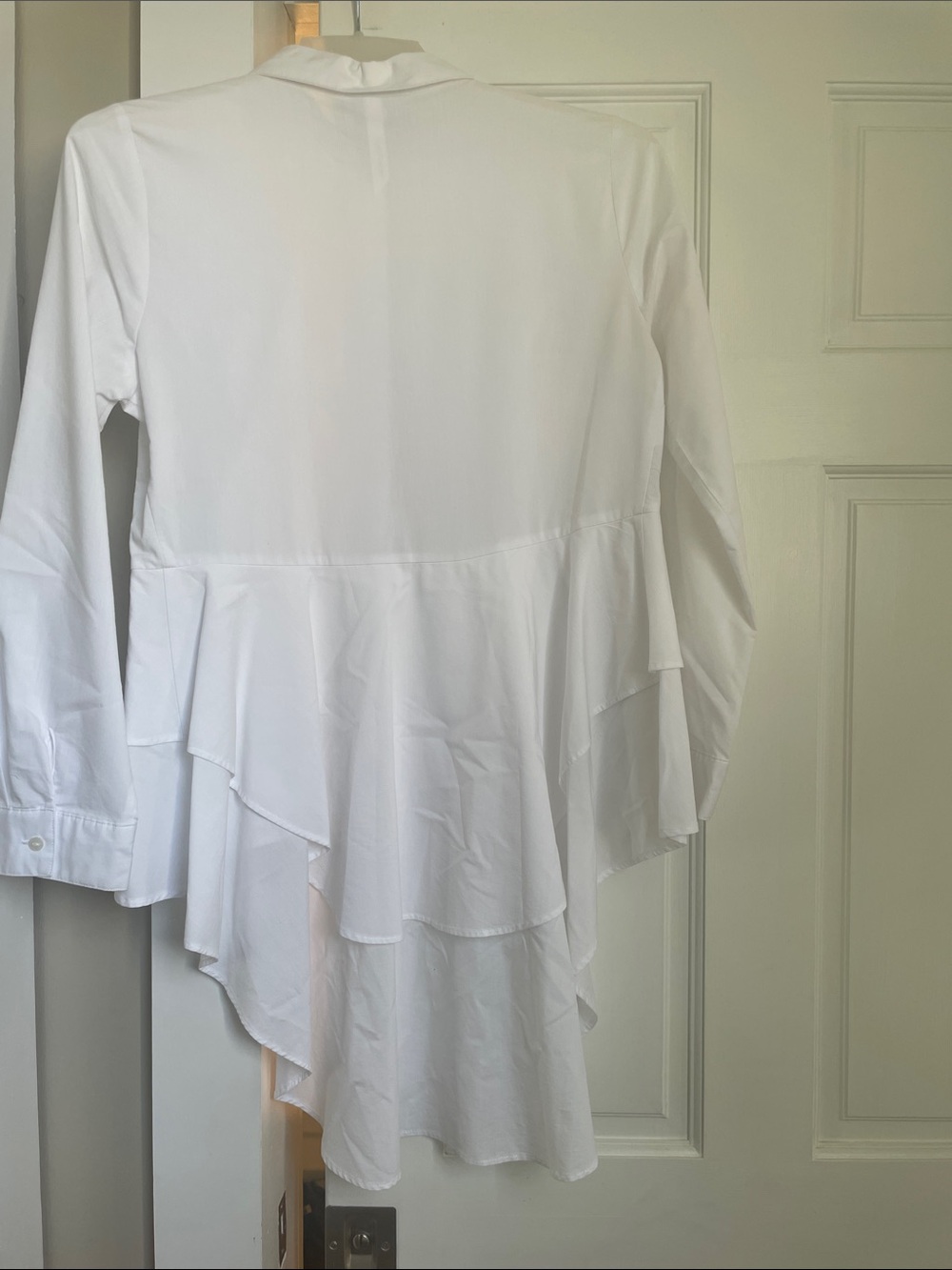 NY Collection White Layered Button-Down Blouse - Picture 2 of 4